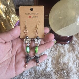 🔥3 For $25 Handmade Butterfly Earrings with Green Accents